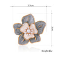Red Gold Tone Camellia Enamel Pearl Look Two Designs Metal Brooch Pin view 2