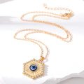 Gold and Silver Tone Geometric Hamsa Evil Eye Pendant Necklaces view 2