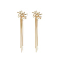 Firework Stud Earrings With Clear Stones And Long Chain Tassels view 5
