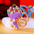Pearl and Crystal Bouquet Keychains in Six Pictured Color Options view 4