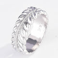 Wheat Leaf Engraved Wide Band Ring In Three Metal Tones view 7