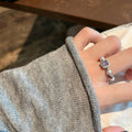 Stretch Pearl Ring Square Purple Crystal Center Band view 4