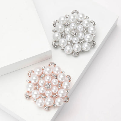 Front view of Round Pearl Cluster brooch