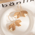Woven Two Tone Leaf Gold Tone Extra Long Hook Earrings view 10