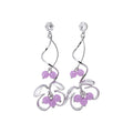 Crystal Flower Drop Earrings in Purple and Green Fashion Jewelry view 5