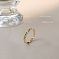 Gold Tone Faceted Pyramid Pattern Thin Stacking Band Ring view 1