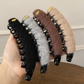 Brown Yarn Wrap Banana Twist Hair Clip Black Claw Comb view 2