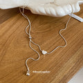Silver Tone Heart Y Drop Necklace with Delicate Chain view 4