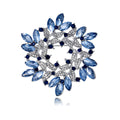 Blue Floral Wreath Openwork Crystal Two Designs Metal Brooch Pin view 1