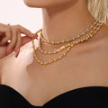 Shell Pearl Clover Link Necklace Bracelet Gold Steel Styles view 3