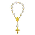 Pearl Rose Bead Decade Bracelet Madonna Cross Charm view 6