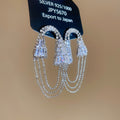 Crystal Cone and Chain Tassel Stud Earrings in Three Colors view 8