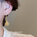 Gold Openwork Lantern Drop Earrings with Beaded Fringe view 3
