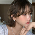 Silver Tone Crystal Four Point Star Hoop Earrings Fashion Earrings view 2