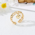 Gold Tone Curb Chain Heart Animal and Smiley Charm Rings view 9