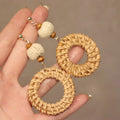 Woven Rattan Floral and Starfish Statement Earrings Collection view 4
