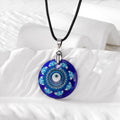 Black Cord Round Printed Glass Evil Eye Pendant Necklaces view 7