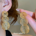 Filigree Triple Circle Drop Earrings in Gold and Silver view 4