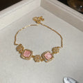 Gold Square Stone Slider Bracelet Cubic Zirconia 3 Colors view 8