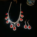Teardrop Crystal Necklace In Gold Tone Red Or Silver Tone Clear view 6