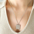 Gold Steel Abstract Body Square Pendant Chain Necklaces view 11