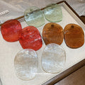 Textured Translucent Oval Resin Stud Earrings in Thirteen Colors view 2