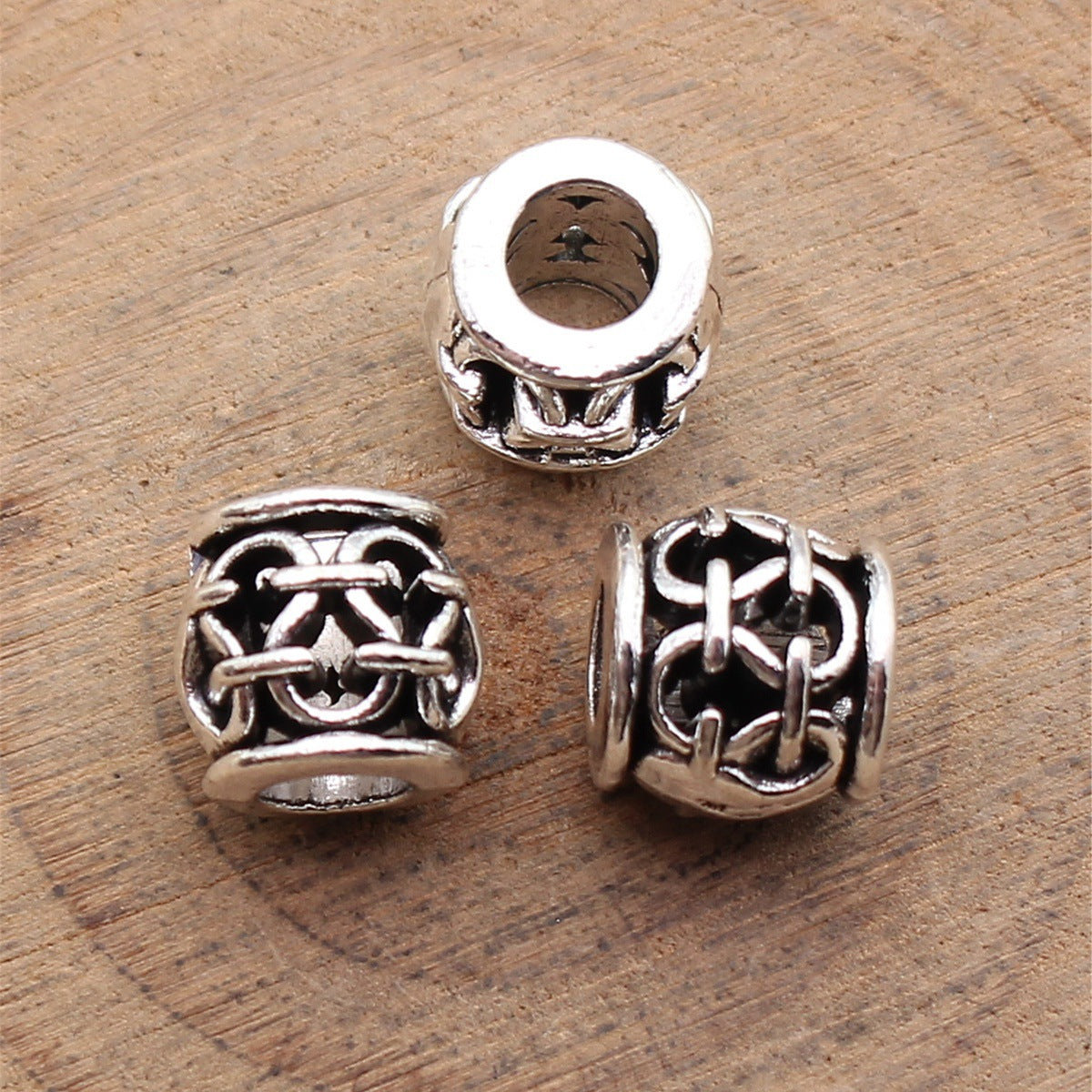10x9.7x9mm 2g Multicolor Zinc Alloy Hollow Floral Pattern Large Hole Beads for Bracelet Making