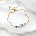 Gold Tone Pressed Flower Crystal Slider Bracelets in Nine Designs view 3