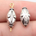 16x8.8x8.8mm 2.7g Antique Silver Tone Zinc Alloy Olive Shape Geometric Dot Texture Loose Metal Beads for DIY