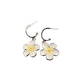 Pastel Flower Silver Tone C Hoop Earrings Four Colors view 5