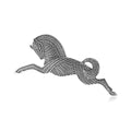 Textured Leaping Horse Brooch in Antique Metal Tones view 2