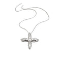 Silver Tone Crystal Cross and Star Pendant Necklace view 5