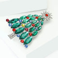 Green Crystal Christmas Tree Brooch with Multicolor Drops view 2