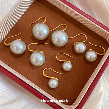 Pearl Hook Earrings in Four Colors With Gold-Tone Hooks