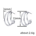 Gold Tone Triple Wire Hoop Earrings With Layered Open Design view 4