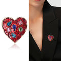 Jeweled Heart Brooch With An Irregular Gold-Tone Heart Filled With Colorful Faceted Stones view 2