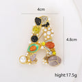 Multicolor Crystal Letter A Brooch with Pearl Accents view 5