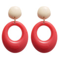 Glossy Red and Blue Open Oval Statement Drop Stud Earrings view 5