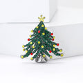 Green Crystal Christmas Tree Brooch Decorative Metal Pin view 2