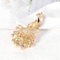 Green Gold Tone Peacock Crystal Enamel Metal Brooch Pin view 5