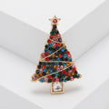 Colorful Crystal Christmas Tree Brooch in Two Festive Patterns view 1