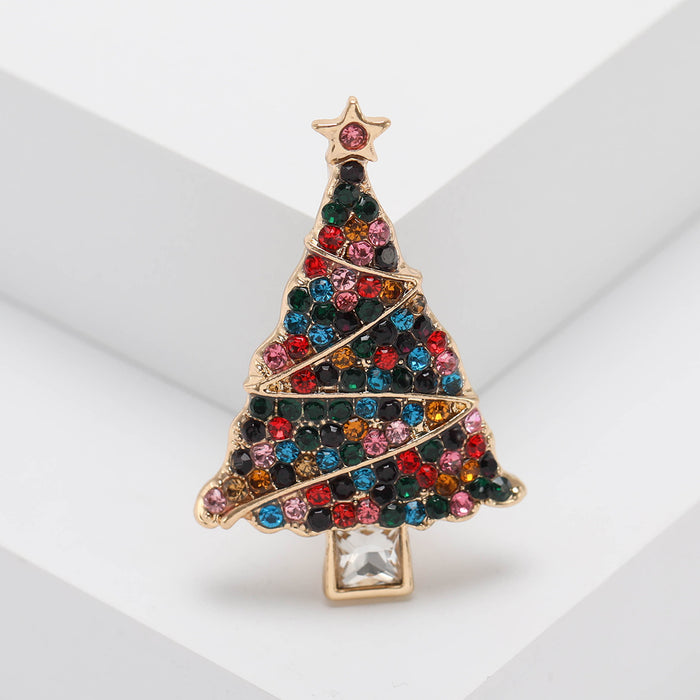 Colorful Crystal Christmas Tree Brooch in Two Festive Patterns