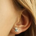 Silver Tone Colorful Enamel Toucan Bird Stud Earrings view 3