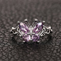 Purple Butterfly Stone Celtic Knot Ring In Silver Tone view 1