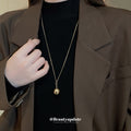Gold Silver Round Ball Pendant Box Chain Necklace Pair view 3