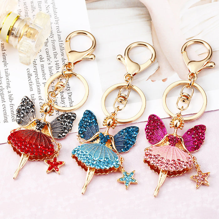 Jeweled Star Angel Keychains in Three Colors plus Random Color Option