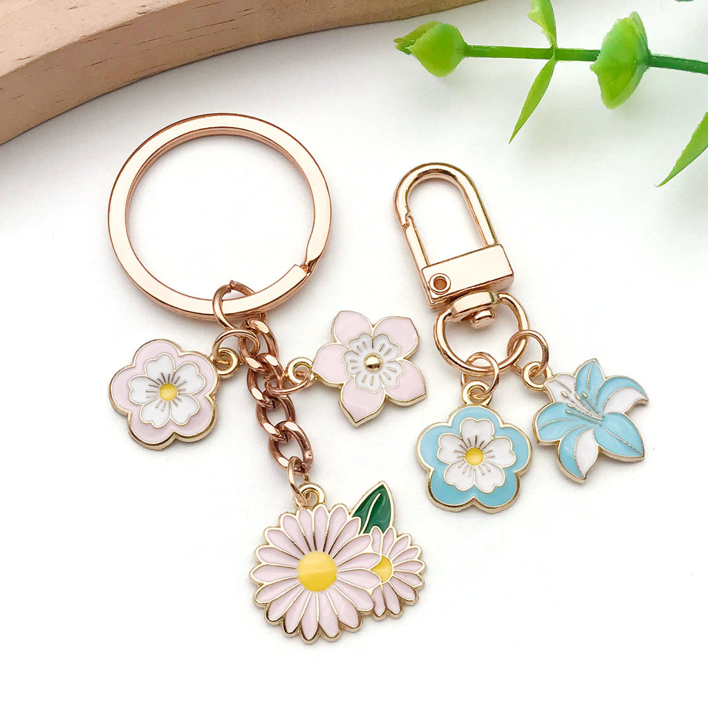 Zinc Alloy Enamel Lily of the Valley Five Petal Flower charm pendant for DIY jewelry