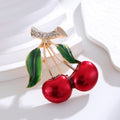 Cherry Metal Brooch Pin for Jackets and Lapels 4 x 4.6 cm view 4