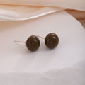 Brown Chocolate Pearl Look Round Stud Earrings in Five Sizes view 7