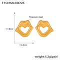 Hollow Heart Lips Stud Earrings Titanium Steel Gold Or Steel view 7